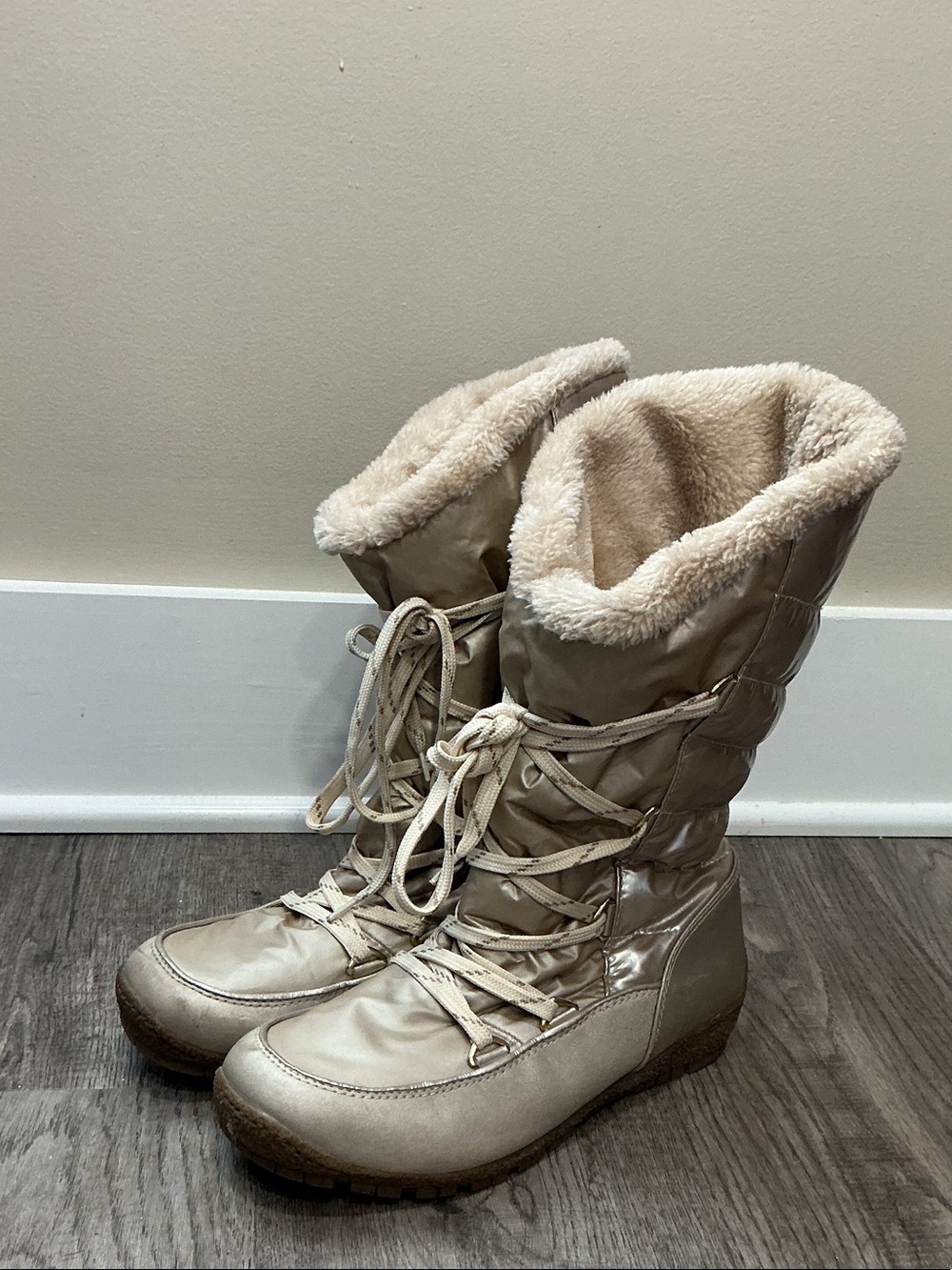 Sporto Women's Taupe Lace-Up Insulated Winter Boots